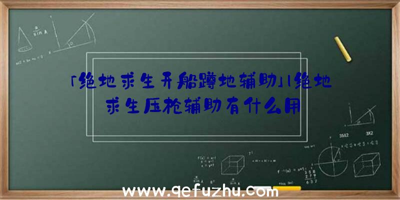 「绝地求生开船蹲地辅助」|绝地求生压枪辅助有什么用